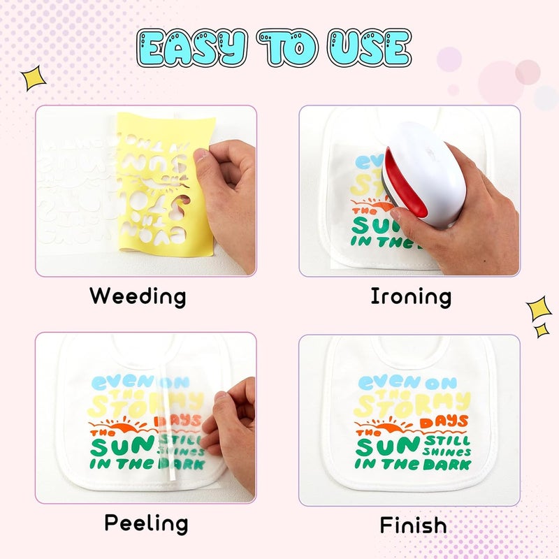 Tintnut Golden Kiwi Color Heat Transfer Vinyl -6 Sheets 12"x10" Bright Color Iron on Vinyl for T-Shirts Clothing Bags HTV Vinyl for All Cutting Machine - Image 4